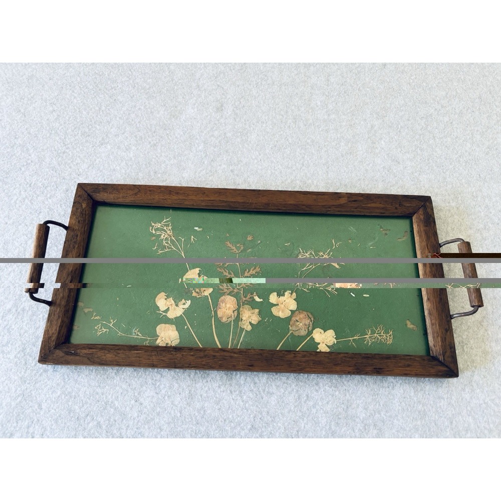 Vintage 1960s/1970s Pressed Flower & Botanical Glass Serving Tray – Retro Boho